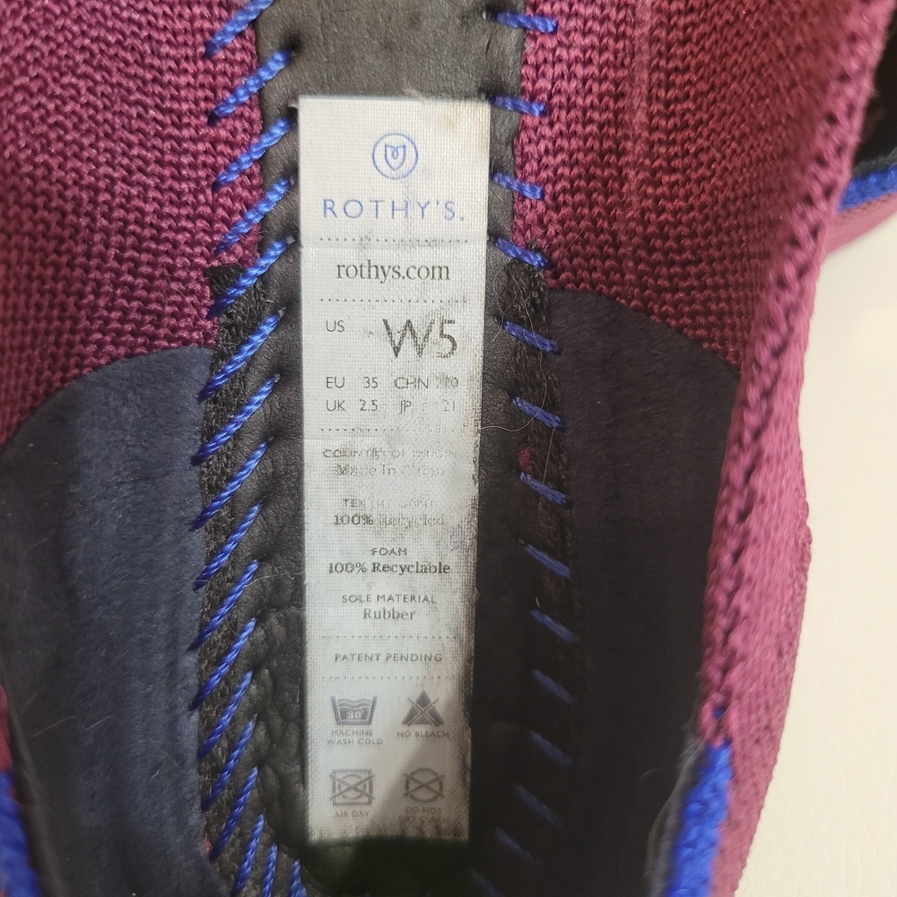 Rothy's The Point Women's Size 5 W US Burgundy Pointed Toe Slip On Flat Shoes - Picture 10 of 15